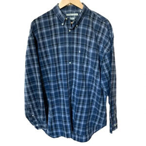 VTG Robert Stock Mens Button Down Shirt XL Blue Plaid Button Down Western Cowboy